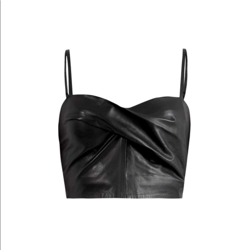 ALL SAINTS Orla Leather Crop Top (12) - Picture 5 of 10